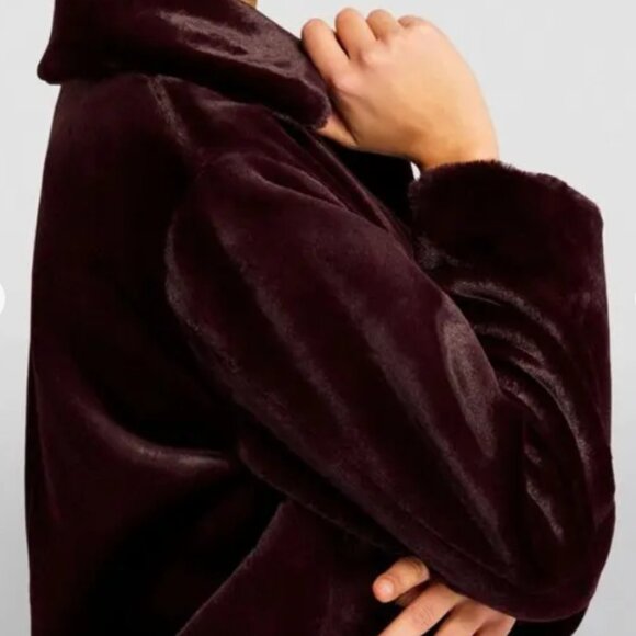 NWT Vince Plush Faux Fur Plum Wine Casual Jacket XXS $592 - Picture 13 of 16